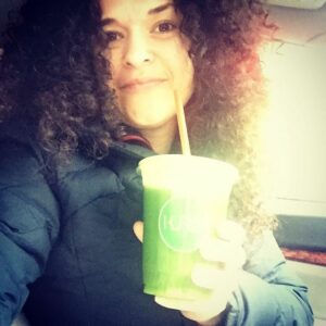 Dr. Brighten getting a little detox love post workout with a delicious green juice.